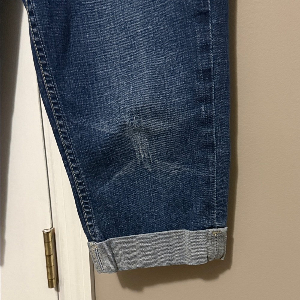 Seven7 Women’s Cuffed Distressed Deep Blue Cropped Jeans – Size 10 - Picture 6 of 16